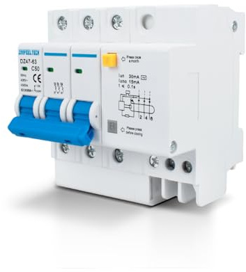 Innfeeltech 1 Stück 50 Amp Strom 230V Miniaturschalter MCB Triple Pole für DIN-Schienenmontage mit Leckageschutz