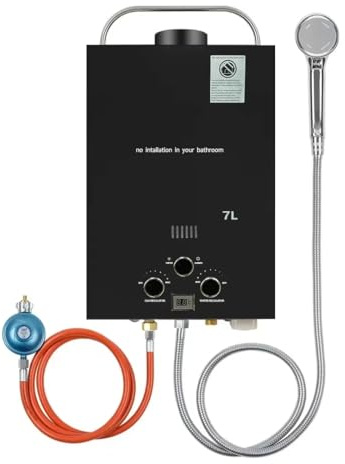 Calentador de agua de gas propano gpl 7L/min (2.1 GPM), Calentador de agua instantáneo de 14 KW LPG con una presión de agua de salida muy baja de 0,2 bar, funciona con Butano y propano