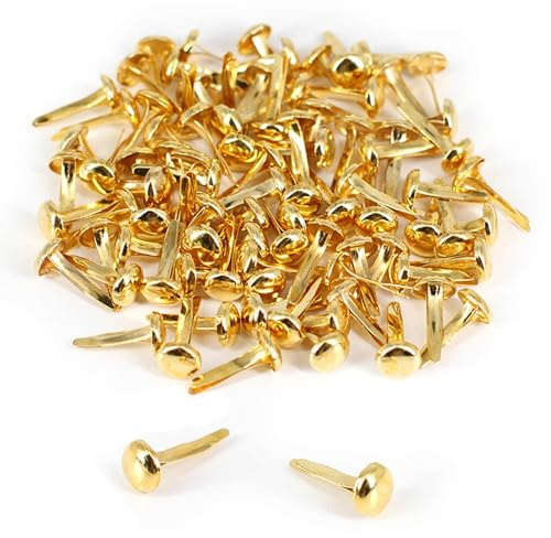 200 Pcs Split Pins, 8mmx17mm Scrapbooking Brads Split Pins, Gold Metal Paper Fasteners Mini Brads for Paper Craft DIY Stamping Scrapbook Office Household Supplies