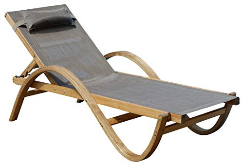 ALEOS. Sonnenliege Paraiso aus Holz Lärche mit Kopfpolster Gartenliege Holzliege Liege, Farbe:Braun