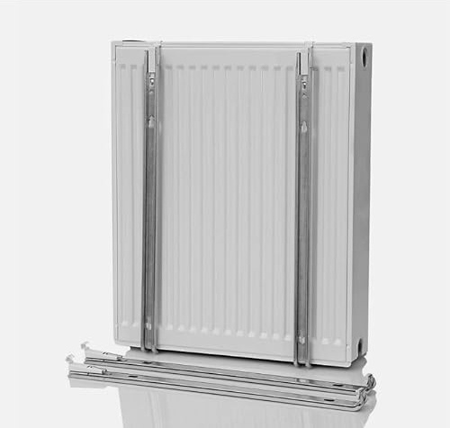 C-Konsol Heizkörper Wandhalterung | Chrom, Weiß (500 mm) | Für Plattenheizkörper Typ 10–33 | Stabil & Geräuscharm | Höhenverstellbar | Komplettes Montageset inkl. Dübel & Schrauben
