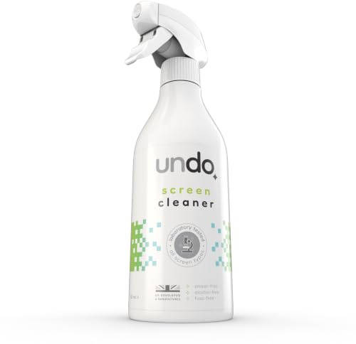 UNDO Spray per Schermi con Panno in Microfibra, 500ml, Pulizia iPhone, iPad, Laptop, Touchscreen, TV LCD, LED, OLED, Monitor del Computer