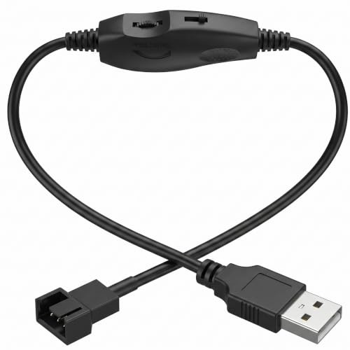 Netzadapterkabel, 12 V, USB, Adapter für Computer, USB 5 V auf 12 V, für 4 Pins, mit Geschwindigkeitsregler und integriertem Schalter für Kühlung von Desktop-PC