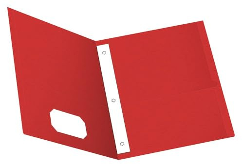 Oxford Two-Pocket Folders w/Fasteners, Red, Letter Size, 25 per Box (57711)