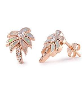 Kleine Schätze Sterling Silber Rose Gold Platin klar Zirkonia weiß Opal Ohrring