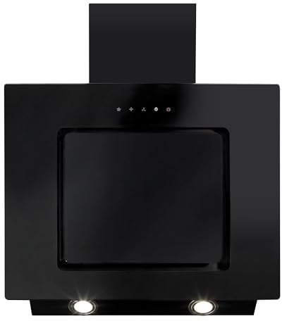 60cm Angled Chimney Cooker Hood with Touch Controls - Black