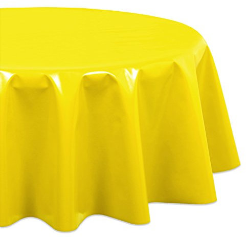 Wachstuchtischdecke OVAL RUND ECKIG Farbe u. Größe wählbar, Tischdecke Wachstuch abwischbar, Uni Einfarbig (Rund 120 cm, Gelb)