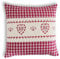 wometo Kissenhülle Zierkissen 40x40 OekoTex - Landhaus-Stil Dekokissen Sofakissen Stick Herz rot kariert, Karo rot Heller Hintergrund Reißverschluss