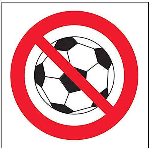 vsafety 51015 af-r Prohibition Logo Sign, en plastique rigide, pas de jeux de ballon, Carré, 100 mm x 100 mm, noir, rouge