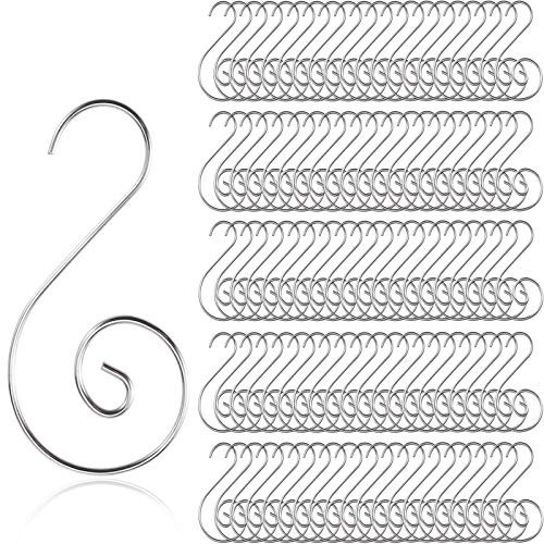 ENTHUR 100pcs Ornament Hooks, Christmas Ornament, Christmas Tree Baubles Ball Metal Hooks Xmas Decoration S Hooks, 45mm