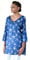West Indies Wear 100% Reine Baumwolle Damen Tunika Top Strandkleidung Überwurf Kaftan mit V-Ausschnitt und ¾-Ärmeln X-Small Marineblaue Wünsche