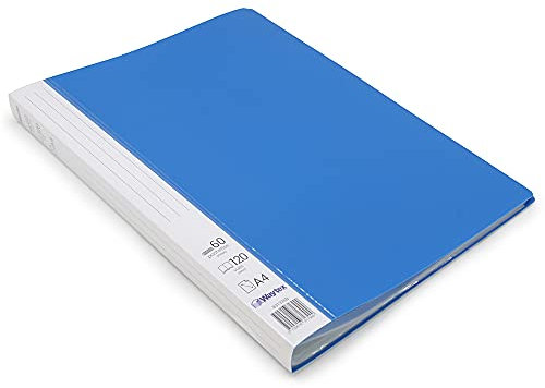 Waytex 931335B Protège Documents A4 120 vues Premium en Polypropylène Opaque Identifiable - 60 Pochettes transparentes - Bleu