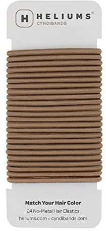 Cyndibands Hair Bands - Light Brown - 4mm x 4.5cm Elastic Hair Bobbles - Non-Snag Fabric Hair Ties – Match Your Hair Color Ponytail Holders - 24-Pack