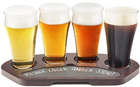 Final Touch Craft Coffret de bière avec planche de service en bois massif et ardoise