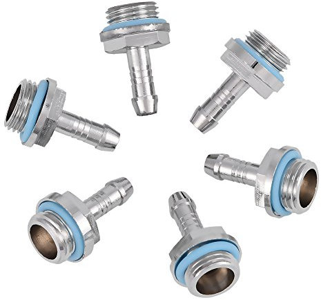 PC-Wasserkühlung, 6 PCS Two-Touch Fitting G1 / 4-Gewinde-Widerhaken-Fitting-Verbindungsrohr für Computer-Wasserkühlungssystem (6 mm)