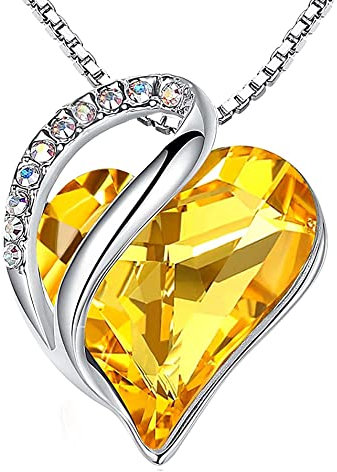 Leafael Infinity Love Herzanhänger-Kette für Damen – Geburtsstein Halskette mit Kristallen, rhodiniert, nickelfrei & hautfreundlich – Edler Damenschmuck mit 45 + 5 cm Kette und Karabinerverschluss