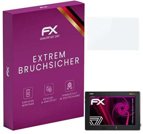 atFoliX Protection Écran Film de verre en plastique compatible avec Blackmagic Design Video Assist 7 12G HDR Verre film protecteur, 9H Hybrid-Glass FX Protection Écran en Verre trempé de plastique