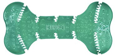 KONG Squeezz Zahnknochen – Hunde-Kauknochen mit einzigartiger und Flexibler Textur – Dentales Hundespielzeug zur Unterstützung der Zähne und Zahnfleischreinigung – Hunde-Kauspielzeug – mittelgroße