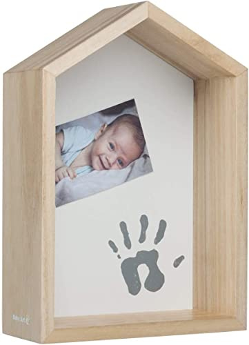 Baby Art Babyregal, Wandregal oder Schreibtischregal aus Holz, Dekoration für Kinderzimmer, personalisierbar, mit Pfotenabdruck-Set, natürliche Holzfarbe