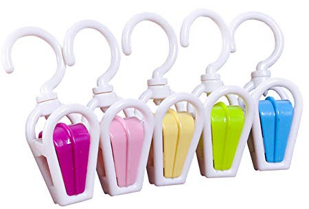 10 Pcs Portable Plastic Strong Swivel Hook Rotating Laundry Hanging Hook Clothes Pins Beach Towel Clip