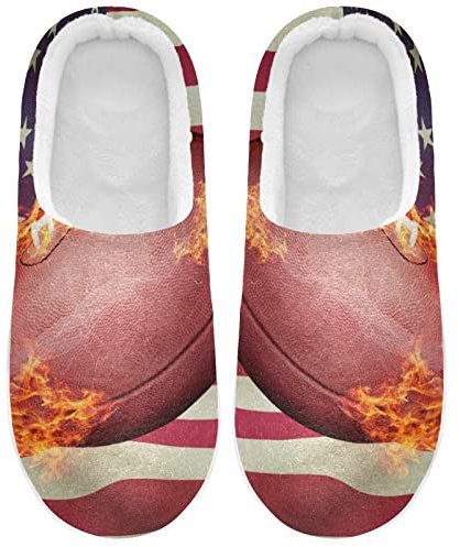 Linomo American Football Hausschuhe für Damen, Hausschuhe, Hausschuhe, Socken, Hausschuhe, Schlafzimmer-Schuhe, mehrfarbig, 43/44 EU