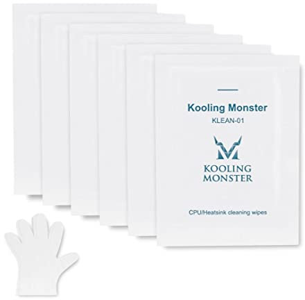 Kooling Monster KLEAN-01, Thermal Paste Remover (Inc. Gloves)12 x 15 cm, Thermal Compound Cleaning Wipes, Grease Cleaner kit (20 Pieces)