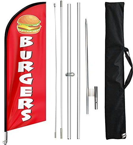 FSFLAG Hamburger Swooper-Federflagge mit Fahnenmast und Erdnägeln, 3,3 m, riesiges Werbebanner, Hamburg-Schild, für den Innen- und Außenbereich, Fahnenmast-Set