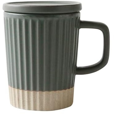 Taza de cerámica, taza de porcelana con tapas a prueba de derrames, tazas de café de colores, taza de té para té, café y chocolate caliente, 13 onzas (alto)