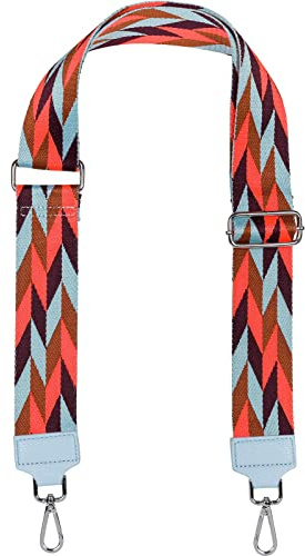 styleBREAKER Taschen Schultergurt Rauten Muster, Neonorange-Hellblau-Braun