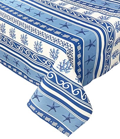 Tex family TOVAGLIA antimacchia RESINATA TORINO idrorepellente (Cm. 140x180 x6 persone, Grecia Mare marino Blu)