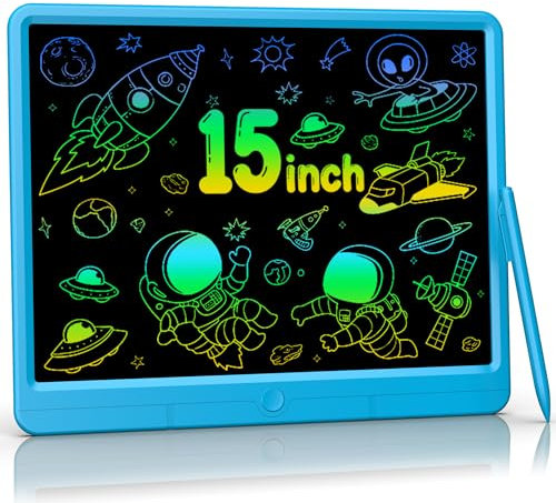 TUGAU LCD Writing Tablet for Kids 15 inch Colorful Drawing Tablet, Educational Learning Toys Writing Board - Gift for Kids 3 4 5 6 7 8 Years Old Girls Boys Birthday Gifts (DeepSkyBlue)