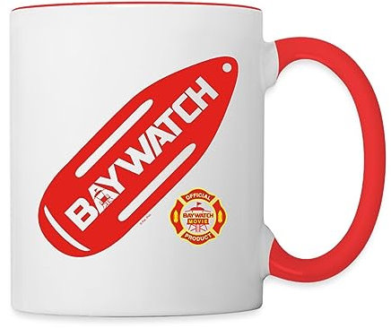 Spreadshirt Baywatch Rote Rettungsboje Tasse Zweifarbig, One size, Weiß/Rot