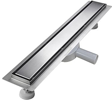 sunrik Duschrinne 70 cm, Befliesbar Duschrinne extra flach, Edelstahl Bodenablauf Komplettset mit 360°Siphon Haarsieb