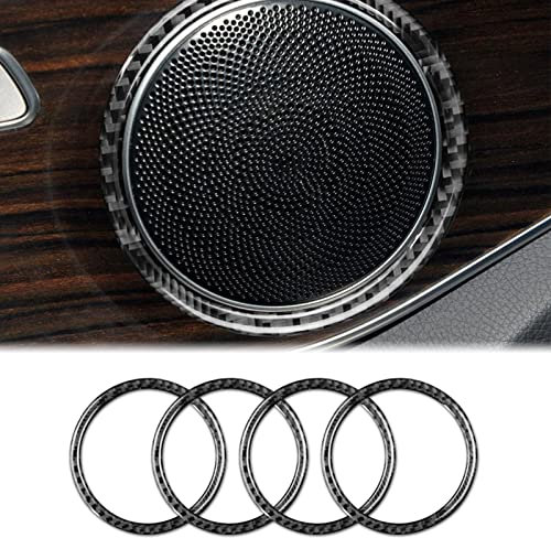 KUNGKIC Kohlefaser Auto Seite Tür Lautsprecher Kreise Abdeckung Trim Aufkleber Trompete Ring Innenbereich Dekorative Compatible with Mercedes Benz W205 C-Klasse C180 C200 C300 GLC Zubehör