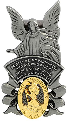 St. Christophorus-Medaille für Auto, Heiliger Christophorus-Visier-Clip, Schutzengel-Visier, Zubehör, Sicherheitsgeschenke für Fahranfänger, Familie, Freunde
