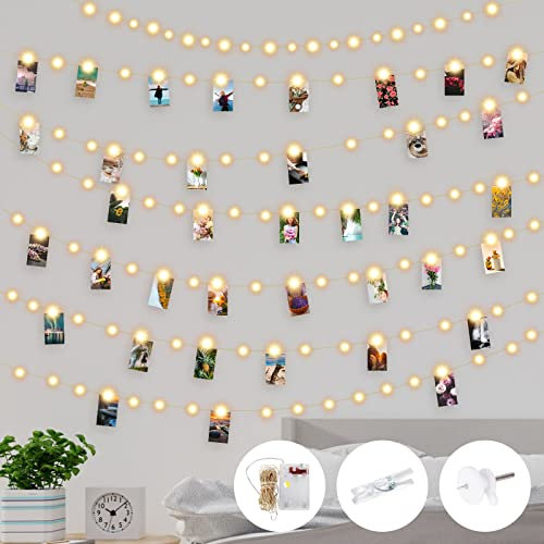 LED Fotoclips Lichterkette für Zimmer Deko ,10M 100LEDs lichterkette mit 50 Klammern und 20 Nägel Lichterkette AA Batterie Betrieb für Party ,Garten,Weihnachten,Hochzeit,Beleuchtung,Halloween Deko
