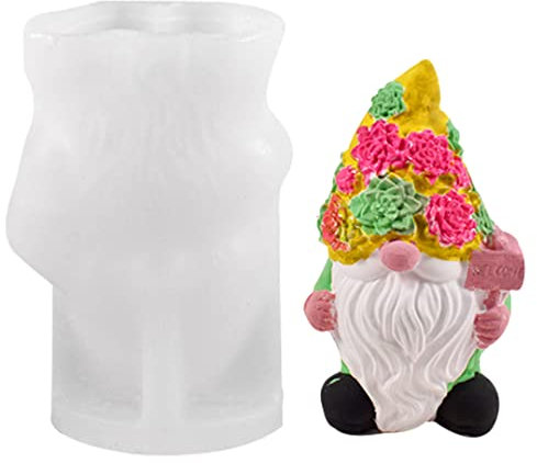 Zayookey Moule en Silicone de GNOME,3D Moules à Bougies, Noël Fleur Nain Silicone Candle Mold Époxy Résine Moulage de Moule À Savon pour La Fabrication De Bougies Bricolage Aromathérapie Ornements