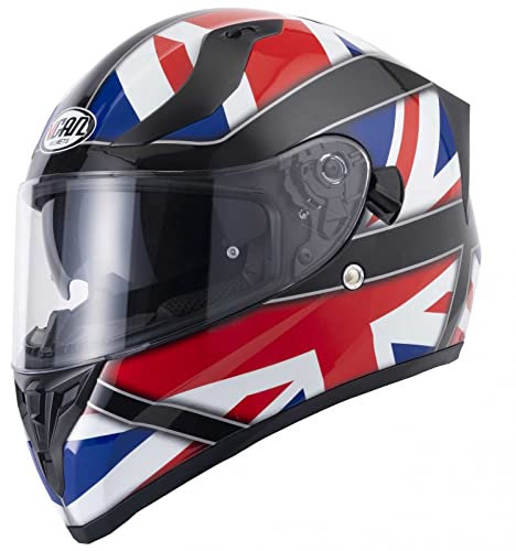 VCAN H128 Full Face Motorcycle Motorbike Dual Visor Helmet ECE 22.06 Urban Touring ACU Approved Crash Helmet with FREE Smoked Visor, Union Jack (Large)