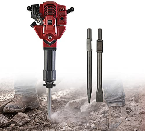 Gas Powered Demolition Jack Hammer Gas Powered Demolition Hammer,1700W Concrete Breaker 2 Stroke Petrol Jack Hammer Drill Concrete Blocks, Brick, Rock, Road Maintenance