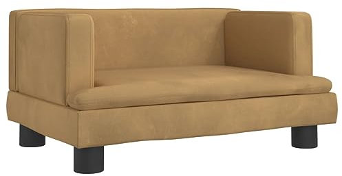 vidaXL Kindersofa, Couch für Kinder, Kindercouch mit runden Kanten, Kindersessel Minisofa Polstersofa Kindermöbel Sofa Kinderzimmer, Braun Samt
