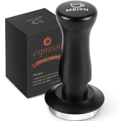 MEION Espresso Tamper 58.5mm Coffee Tamper, Calibrated Dual Spring Loaded Barista Tamper with Stainless Steel Base, Comes with aluminum storage pad (58.5MM, Black)