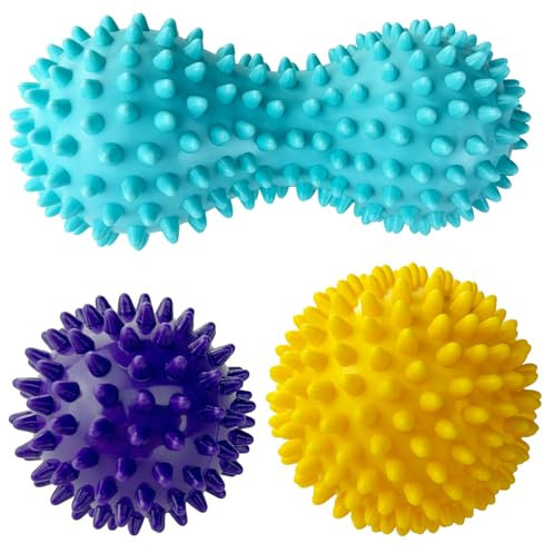 Nutabevr Lot 3 balles de massage, Boule Myofasicale, pour Réflexologie, Relâchement Myofascia, pour la Relaxation et soulager les douleurs musculaires, Masser les Pieds, dos, épaules, Bras