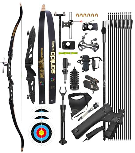 surwolf Takedown Recurvebogen Set für Erwachsene,Wettkampf Recurvebogen,66/68/70,16~40lb,Sportbogen,Langbogen,Jagdbogen(Schwarz Rechts,70-26lbs)