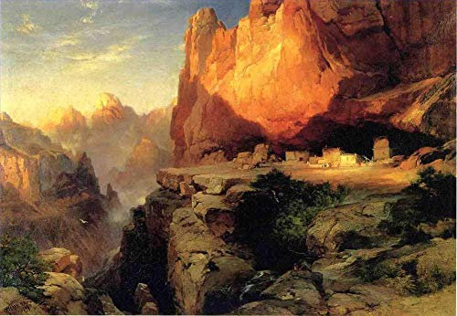 Toperfect Ölgemälde handgefertigt €50-2000 von Lehrern der Art Academies, Wandkunst-Dekor, 30 Landschaften, Wandgemälde auf Leinwand, Cliff Dwellers, amerikanische Landschaft, Thomas Moran –3
