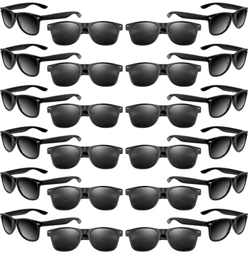 ASTARON Retro Vintage Sonnenbrille Bulk, 24 Pack polarisiert Günstige Neon Sonnenbrillen Bulk für Frauen und Männer (Schwarz)