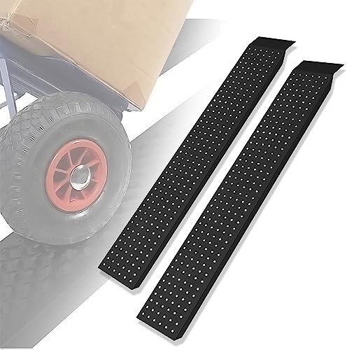LILIIN 2X Auffahrrampe PKW Verladerampe 400 kg Verladeschiene Verzinkter Stahl Laderampe Anhängerrampe Tragfähigkeit Alu Rampe für Motorrad, Anhänger, Rasenmäher, Rasentraktor (135cm, Schwarz)