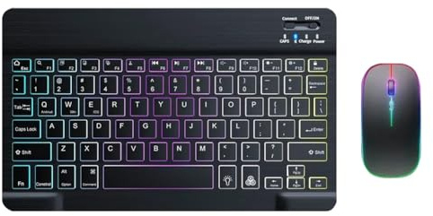 iFutniew 10 Inch Wireless Keyboard and Mouse Rechargeable Bluetooth Keyboard and Mouse Combo Kit Black