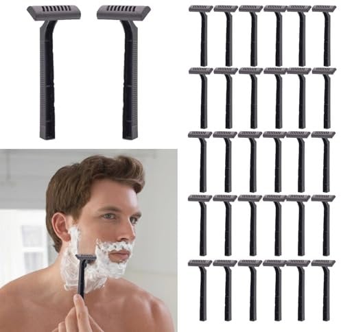 Einmalrasierer, Einweg Rasierer, Sicherheitsrasierer für Männer, Einwegrasierern mit 2 Klingen, Rasierhobel Herren, fürMedizinische, Alltägliche Anwendungen und Reisen, Schwarz, 30PCS