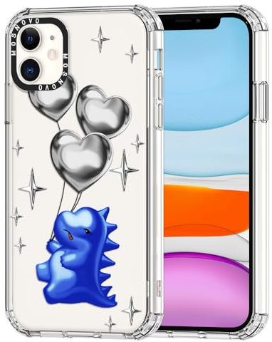 MOSNOVO Case for iPhone 11, [Buffertech 6.6ft Military-Grade Drop Protection] [Anti Peel Off Tech] Clear TPU Bumper Phone Case Cover Design - Balloonasaurus