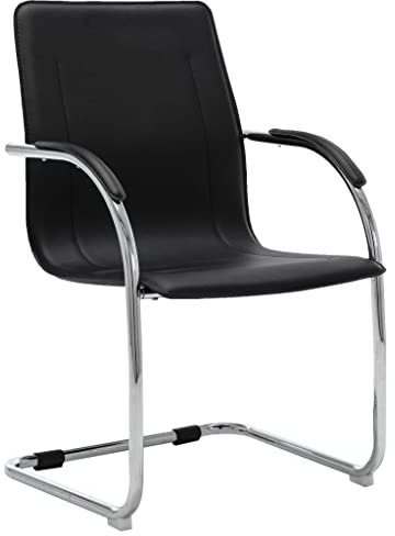 Willood Freischwinger Bürostuhl mit Armlehne Besucherstuhl Konferenzstuhl Schwingstuhl Schreibtischstuhl Büromöbel Sessel Schwarz Kunstleder
